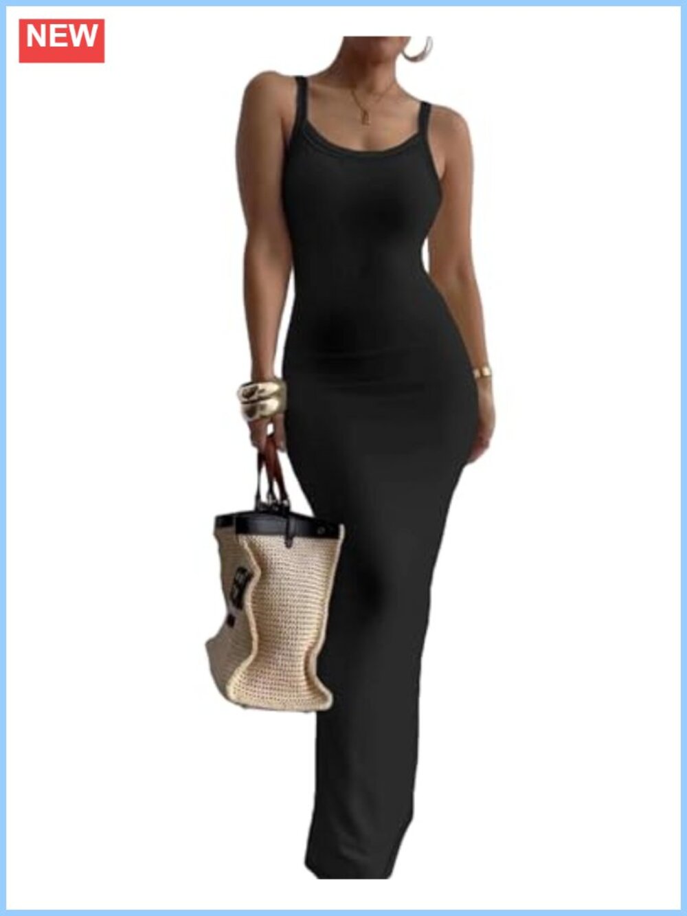 Nimsruc Sleeveless Bodycon Maxi Dress Slim Fit Sundress for Women